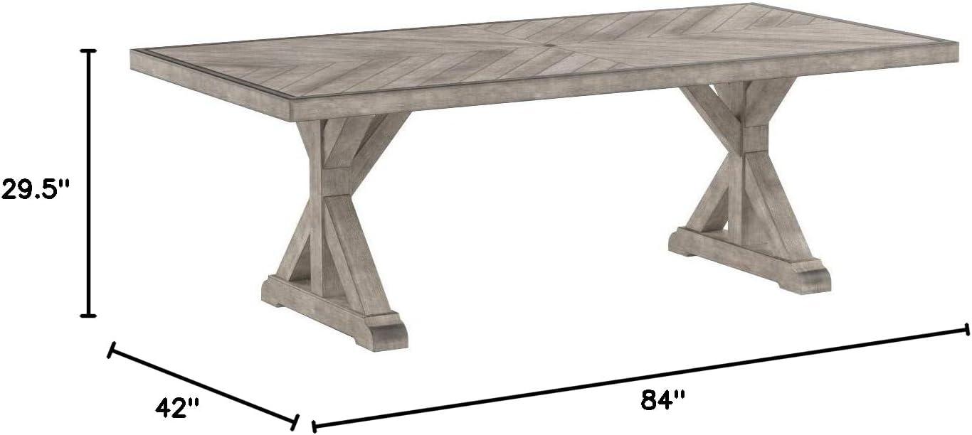 Ashley Furniture Beachcroft Trestle Patio Dining Table in Beige