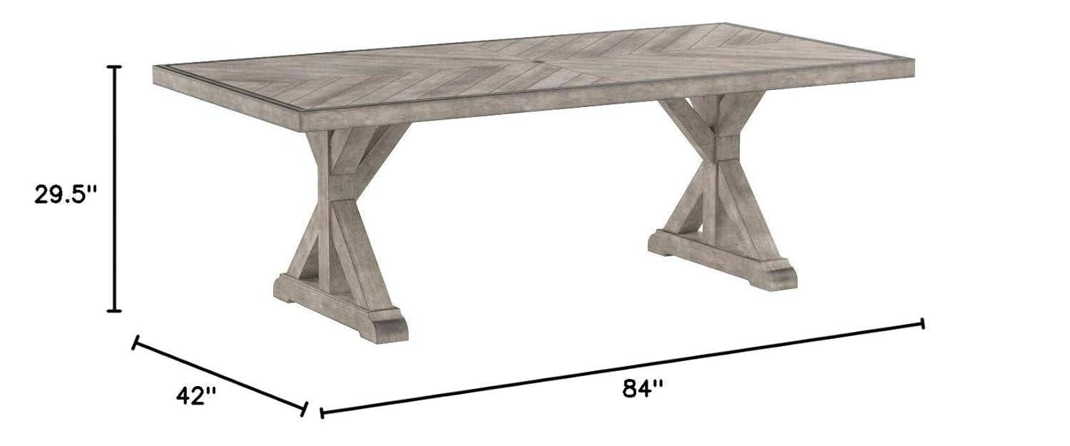 Signature Design by Ashley Beachcroft Trestle Patio Dining Table in Beige