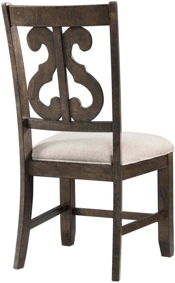 Stanford Wooden Swirl Back Chair Brown - Picket House Furnishings: Mid-Century Modern, Upholstered Seat