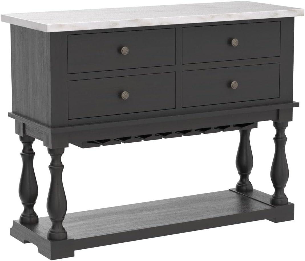 Gerardo 48" Weathered Espresso Server with White Marble Top