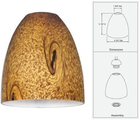 Amber Art Glass Bell Light Shade with Lipless Fitter