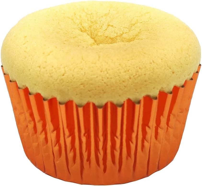 Mombake Standard Foil Orange Cupcake Liners Muffin Baking Cups for Party and More, 100-Count
