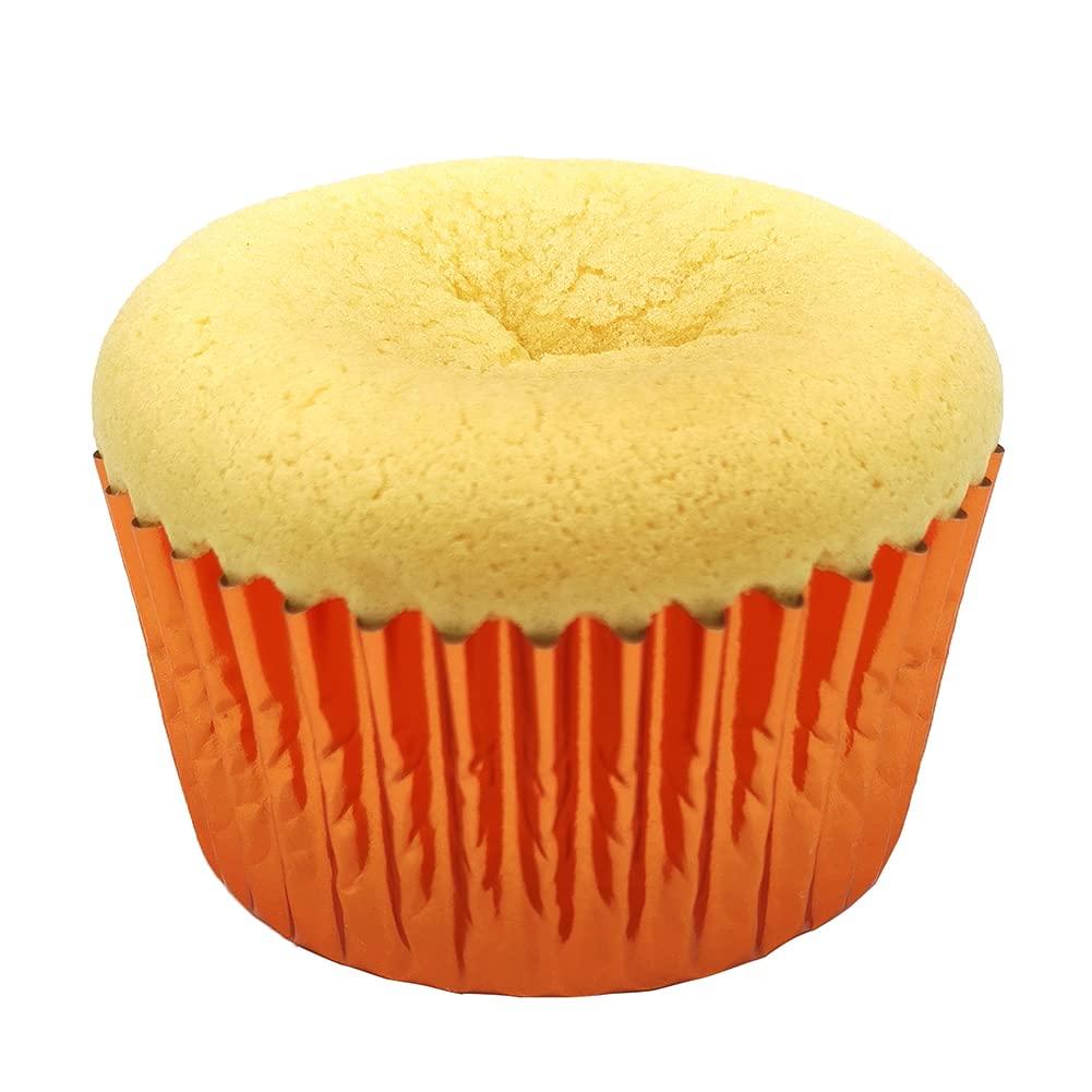 Mombake Standard Foil Orange Cupcake Liners Muffin Baking Cups for Party and More, 100-Count