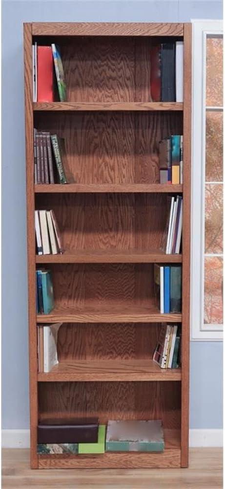 Concepts in Wood Traditional 84" Tall 6-Shelf Wood Bookcase in Dry Oak