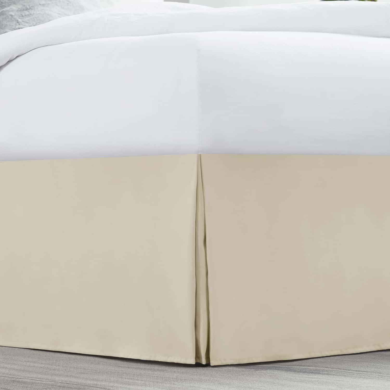 Nestl Bed Skirt Queen Size, 14" Drop Premium Bedskirt, Beige Cream Microfiber Bed Skirts