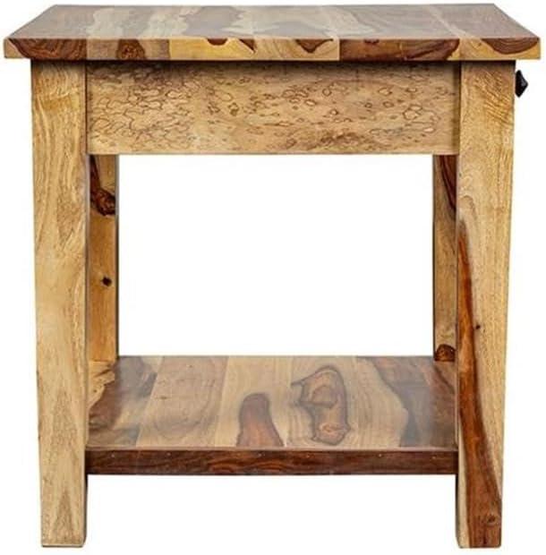 Porter Designs End Table Nightstand Bedside Square in Wood - Brown