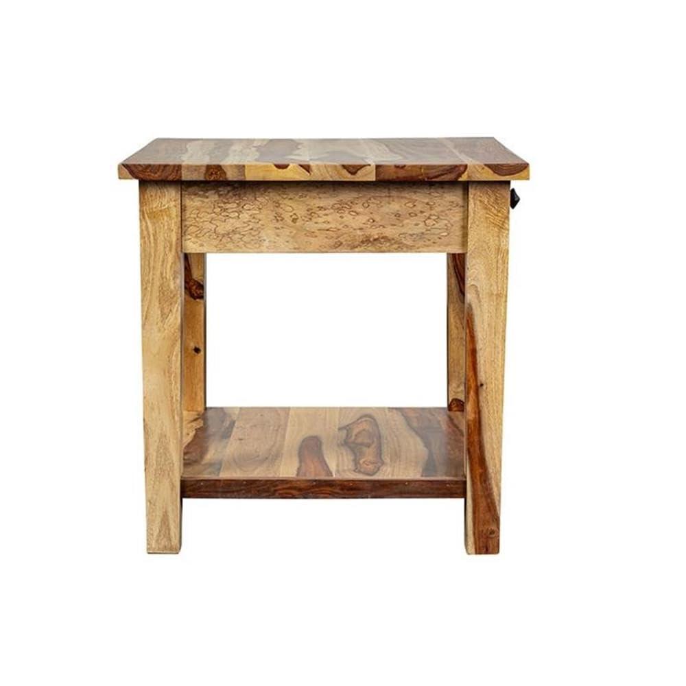 Porter Designs End Table Nightstand Bedside Square in Wood - Brown