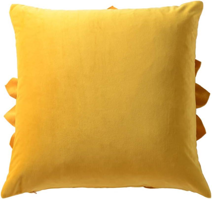 Yellow Velvet 3D Flower Decorative Pillowcase 18x18 Inch