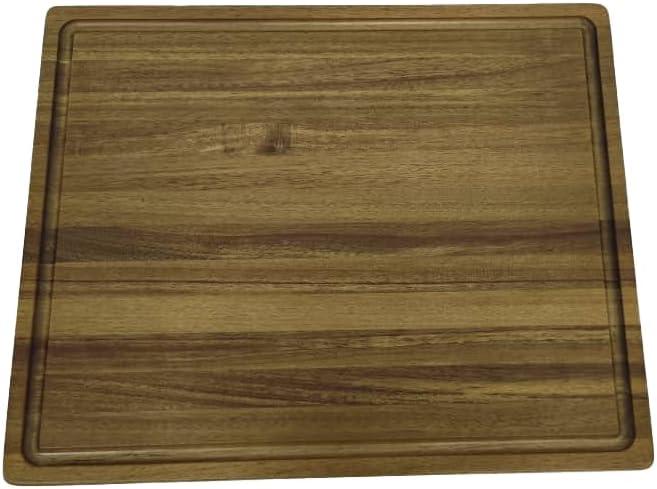 JIG JAG Solid Acasia Wood Butcher Block with Juice Grooves, 19.69" x 15.75" x 1.5"