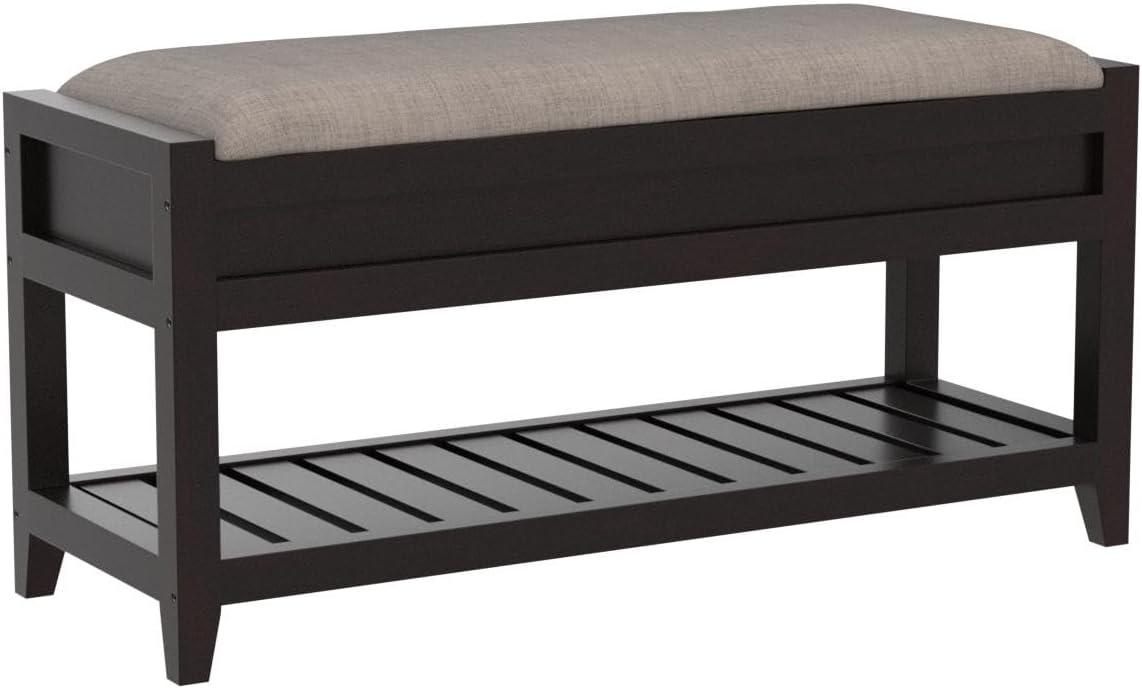 Roundhill Furniture Rouen Seating Bench with Shoe Storage, Espresso