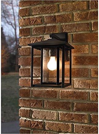 Black 14" Energy Star Outdoor Wall Lantern with Seeded Glass