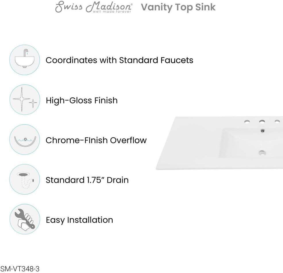 Swiss Madison 47.56" Single Bathroom Vanity Top with Sink