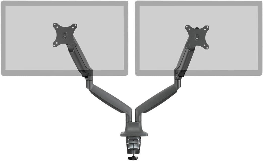 Monoprice Smooth Full Motion Dual Monitor Adjustable Gas Spring Desk Mount - Black, Supports Up to 34 Inch Monitors, Max 19.8 LBS Weight Per Display