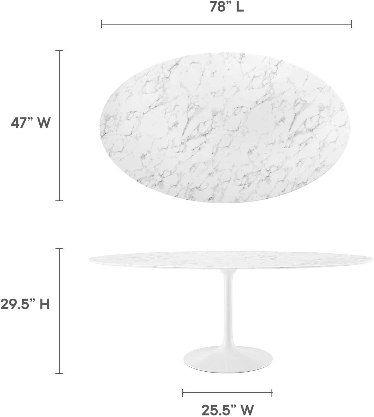 Modway Lippa Oval Artificial Marble Dining Table