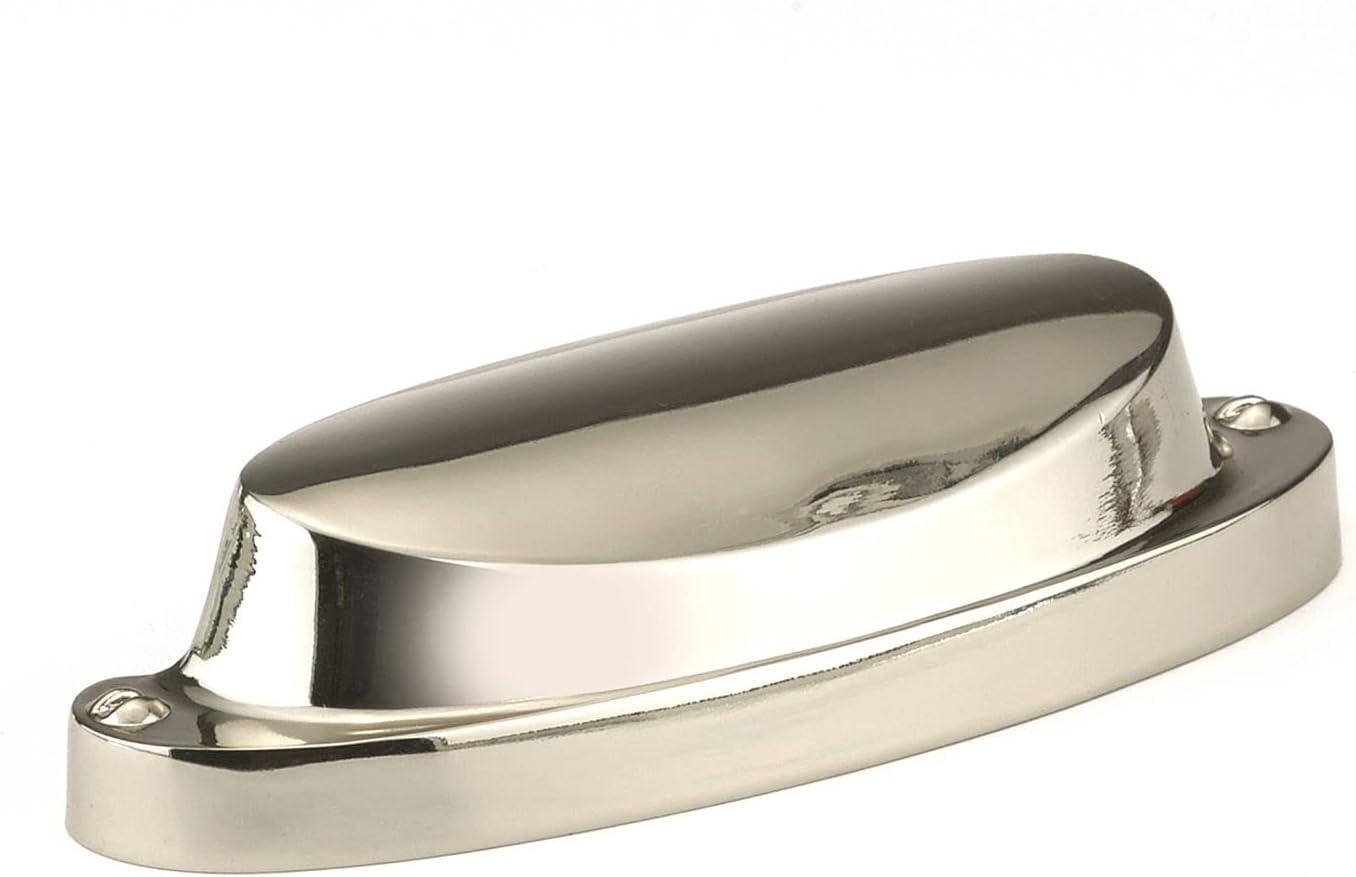 Polished Nickel Modern Oval Cup Pull with Mounting Hardware