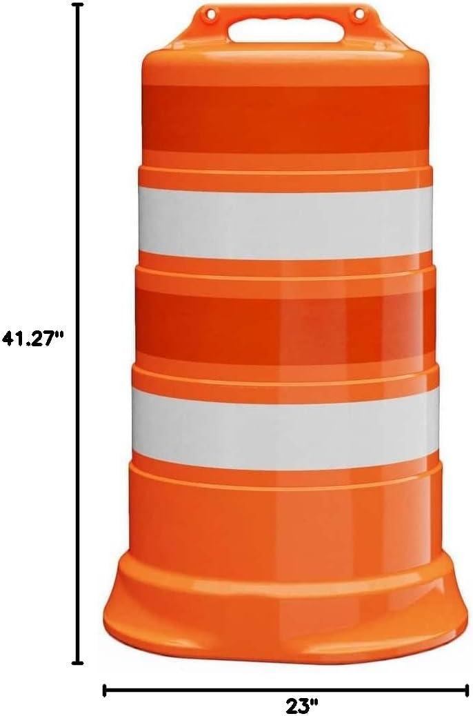Orange HDPE Traffic Barrel with Reflective Stripes, 42" High