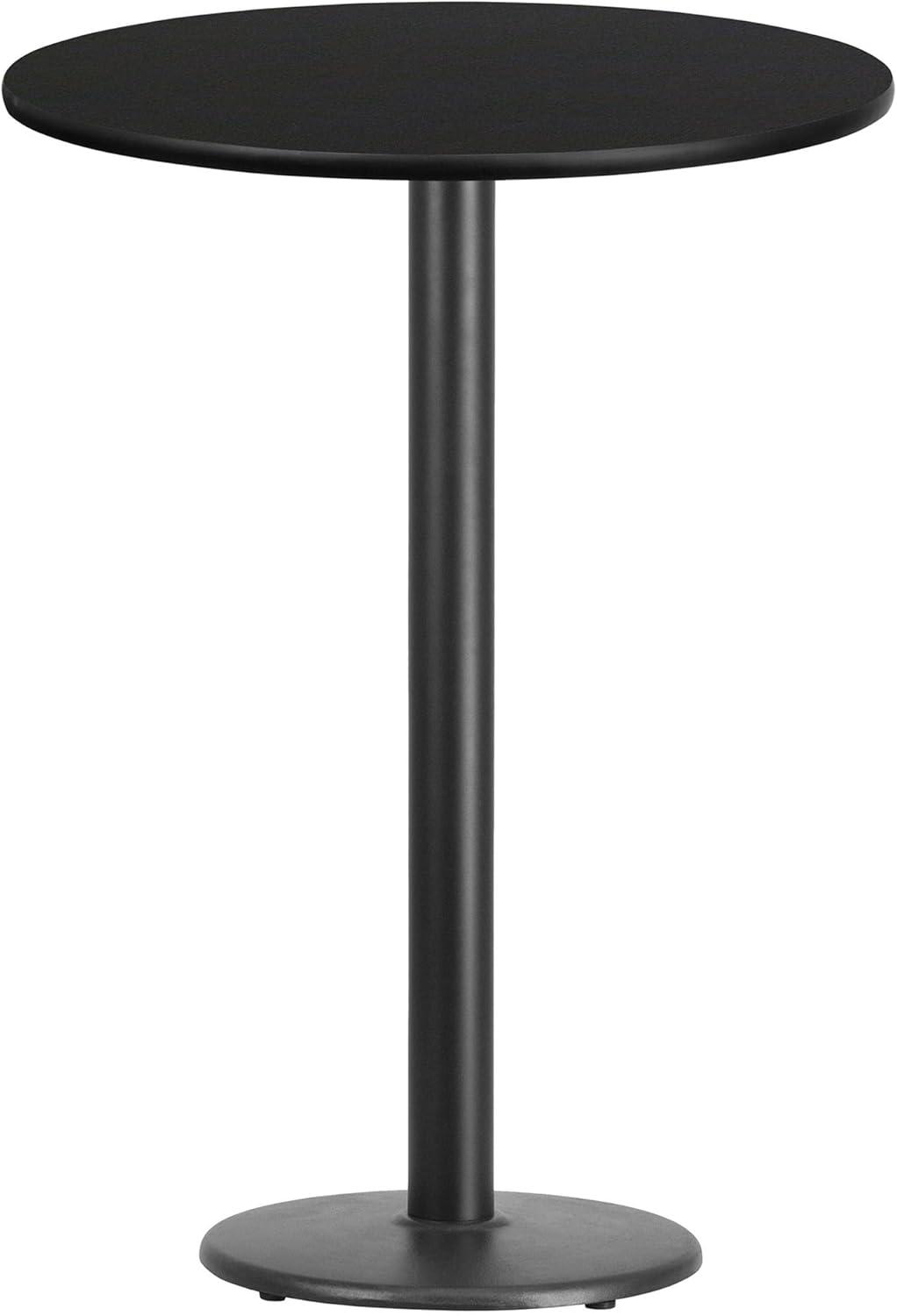 Flash Furniture Stiles 30'' Round Black Laminate Table Top with 18'' Round Bar Height Table Base