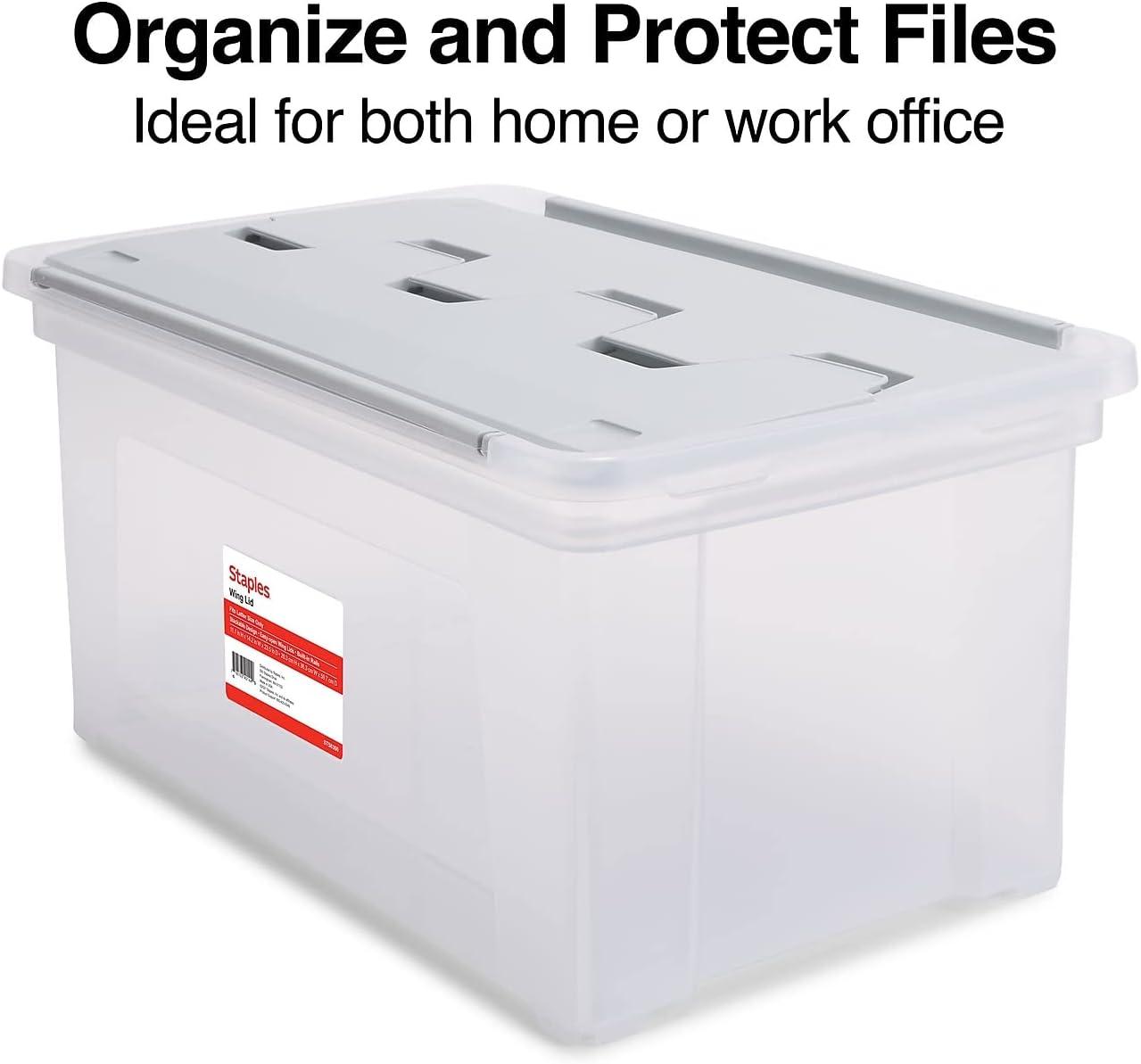 Staples Wing Lid File Totes Letter Size Clear (140166/139585)