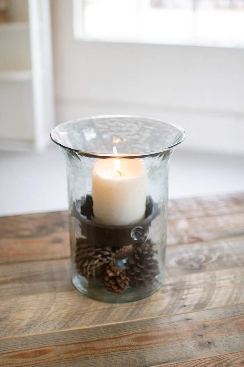 Small Rustic Wood and Glass Candle Holder