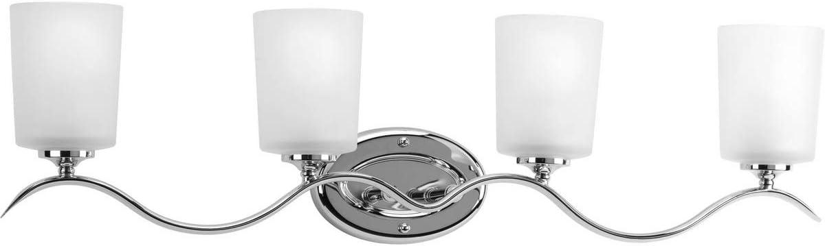 Progress Lighting Inspire 4-Light Wall Sconce, Polished Chrome, Etched Glass Shades