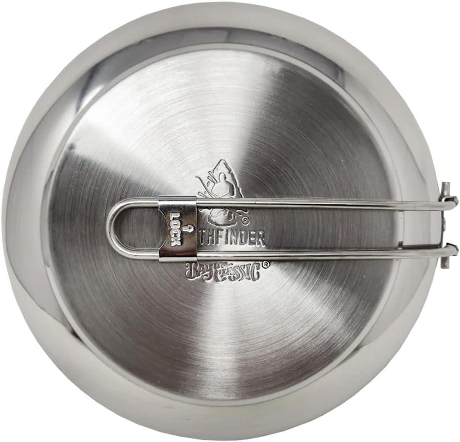 Pathfinder Folding Skillet and Lid, Stainless Steel Construction, Locking Foldin