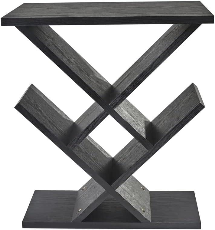 Adesso Zig Zag Accent Table Black Walnut : Mid-Century Modern, 19x12, Spot Clean, No Tools Assembly