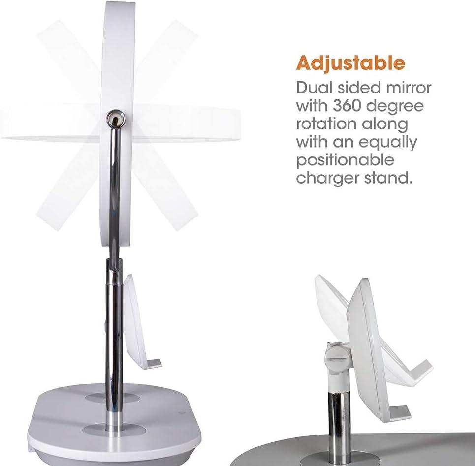 ClearSun LED Countertop Makeup Mirror with Wireless Charging