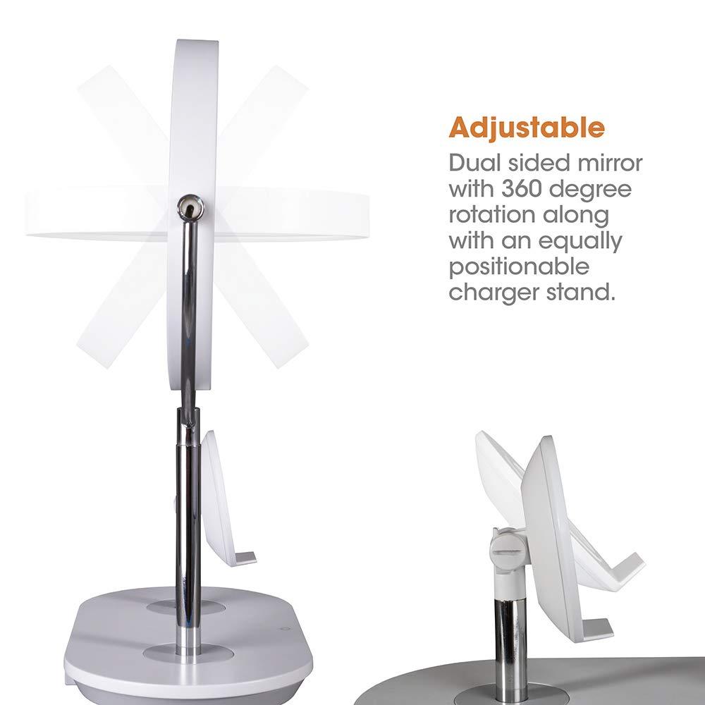 ClearSun LED Countertop Makeup Mirror with Wireless Charging