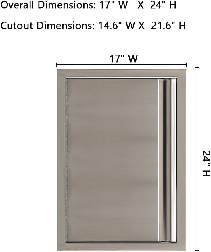 Stainless Steel Vertical Outdoor Kitchen Access Doors 17x24 Inch