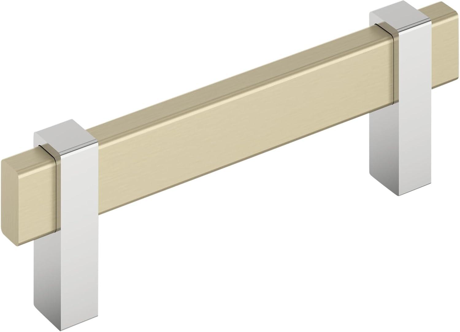 Amerock Mulino 3-3/4 inch (96mm) Center-to-Center Golden Champagne/Polished Chrome Cabinet Pull