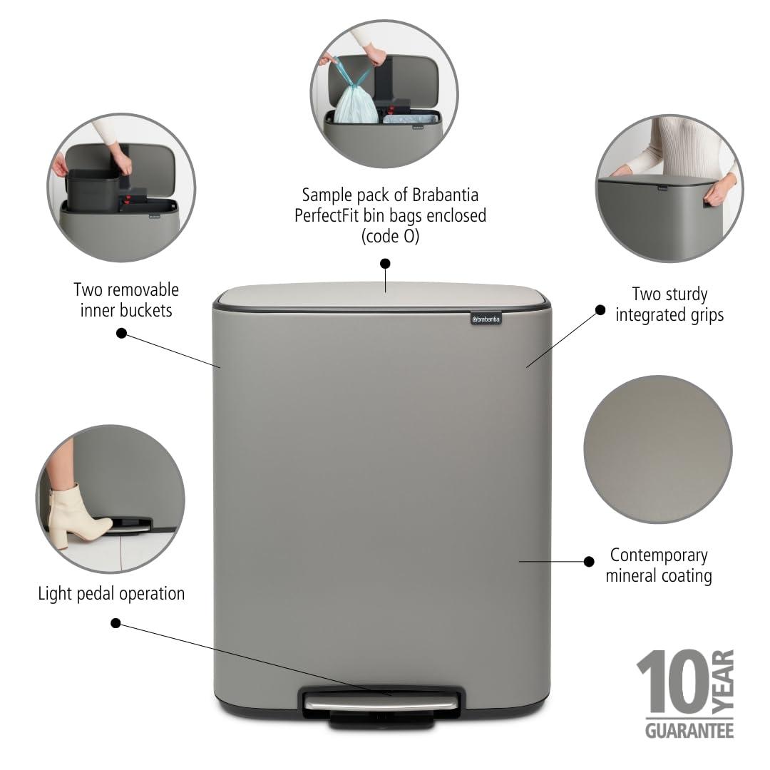 Brabantia Bo Step On Trash Can, 16 Gallon