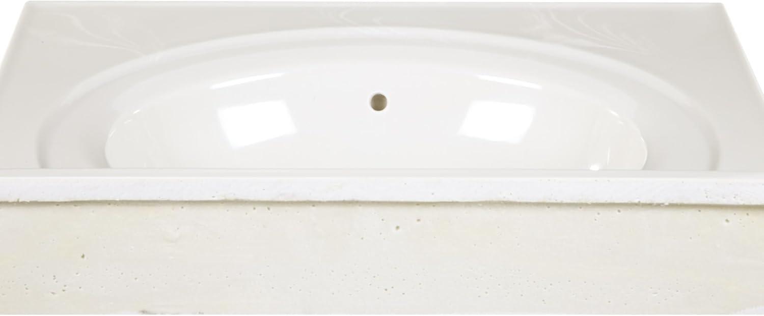 Cultured Marble Vanity Top – 25-Inch Single Bowl Sink 4-Inch Centerset with Integrated Backsplash – Reinforced Packaging – Ivory Swirl, Design House, 586313