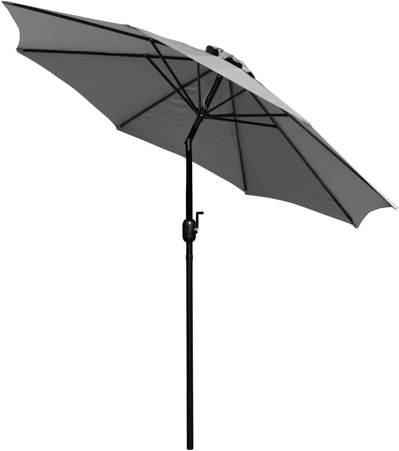 Flash Furniture Gray 9 FT Round Umbrella with 1.5" Diameter Aluminum Pole with Crank and Tilt Function