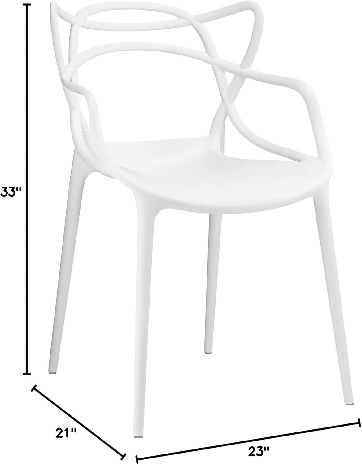Modway Entangled Dining Armchair White : Modern Plastic, No Assembly, Spot Clean, 330lb Capacity