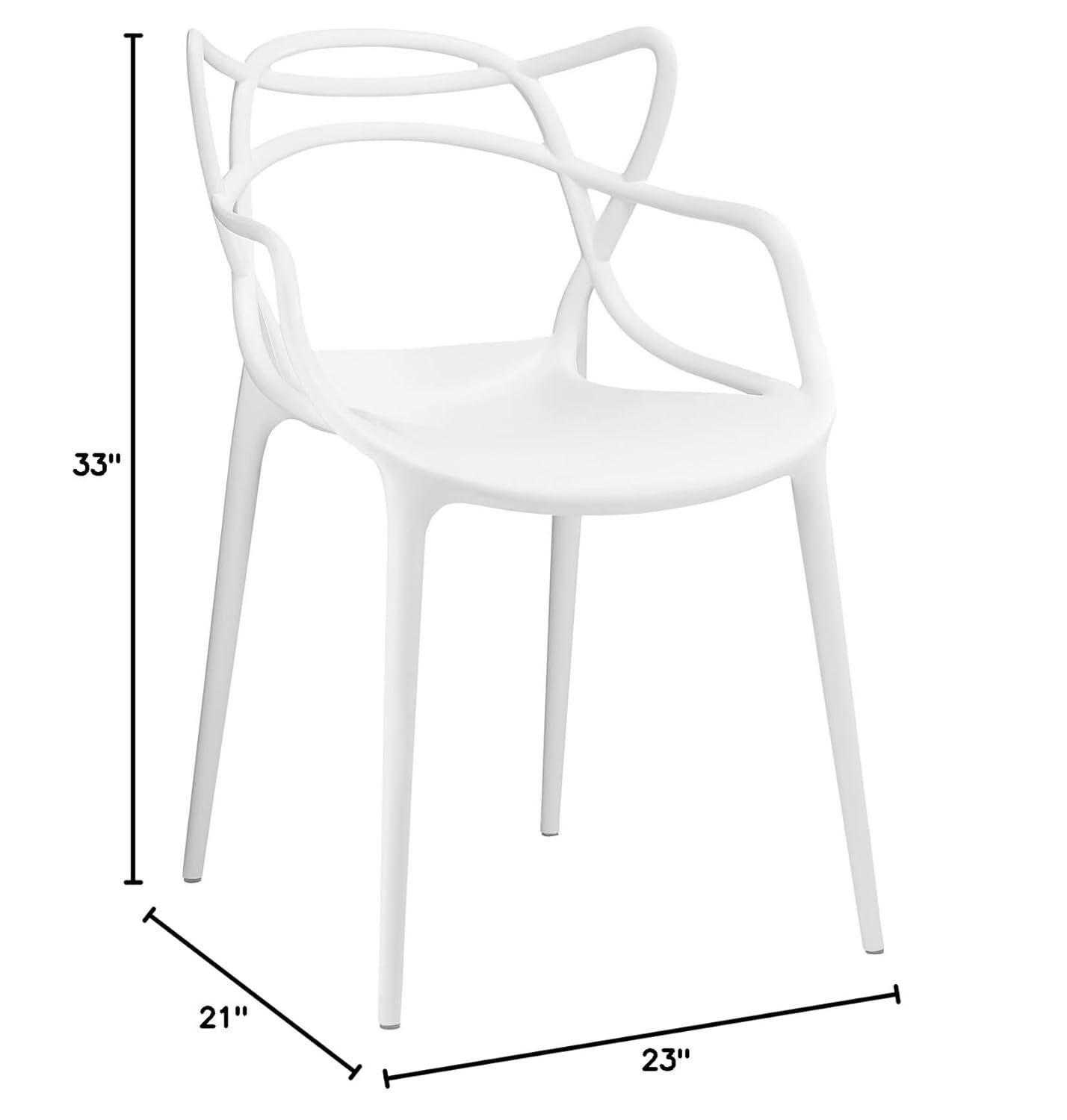 Modway Entangled Dining Armchair White : Modern Plastic, No Assembly, Spot Clean, 330lb Capacity