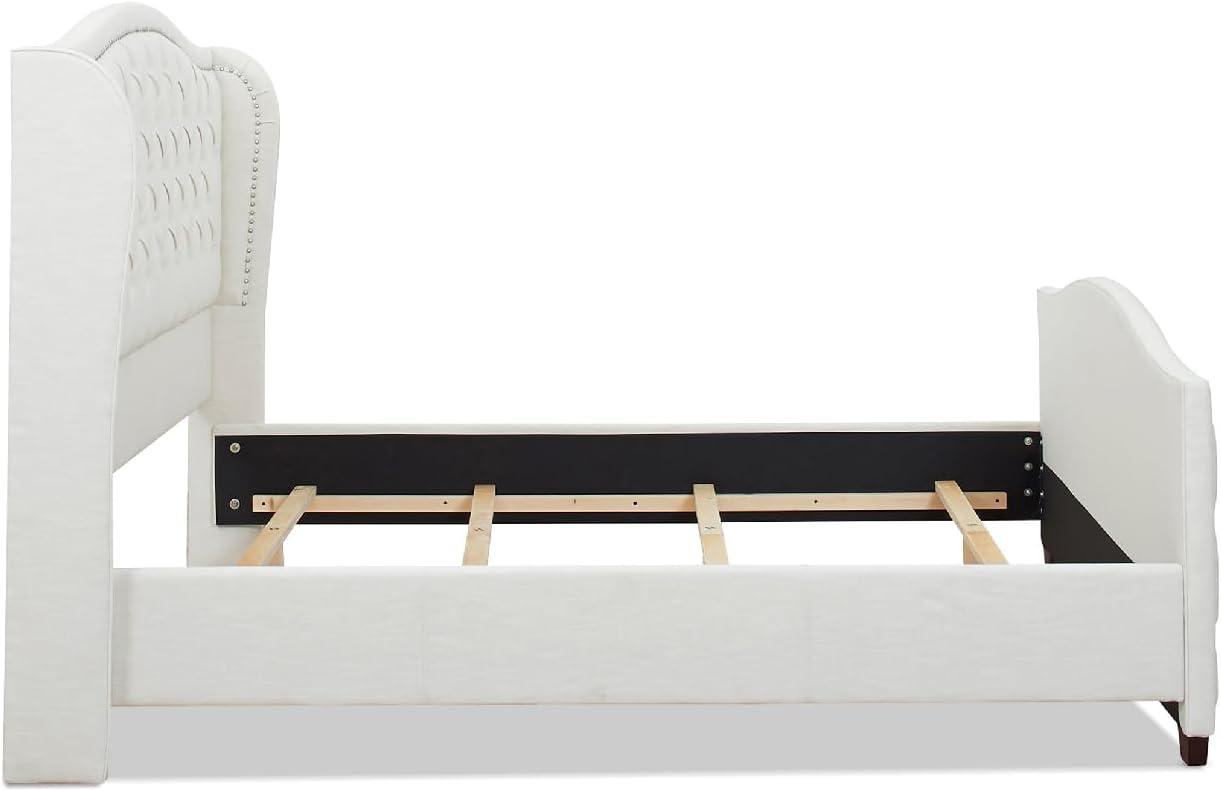 Jennifer Taylor Home Marcella Tufted Wingback King Bed Antique White