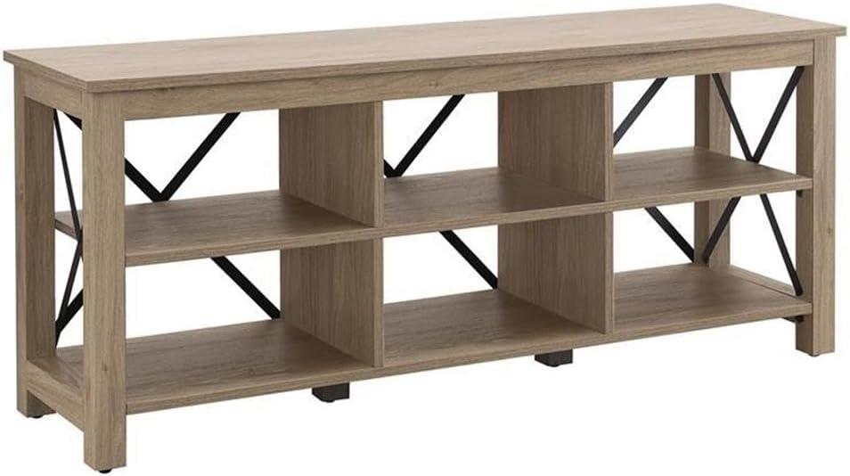 Sawyer Gray Oak Rectangular TV Stand with Metal Accents