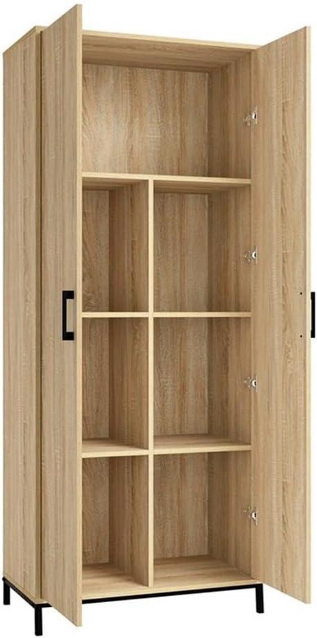 2 Door North Avenue Storage Cabinet Charter Oak - Sauder: Modern Laminated Tall Cabinet with Adjustable Shelves