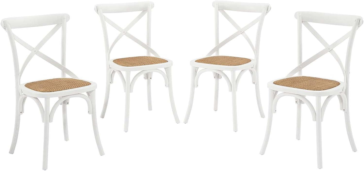 Modway Gear Dining Side Chair Set of 4 in White