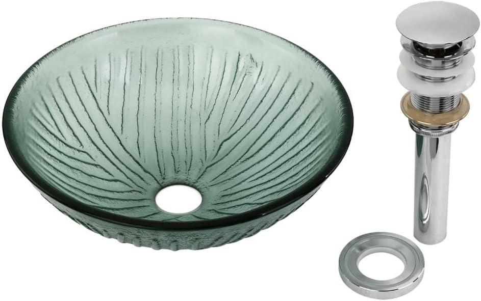 Bathroom Tempered Glass Vessel Sink With Drain Frosted Green Mini Bowl Basin