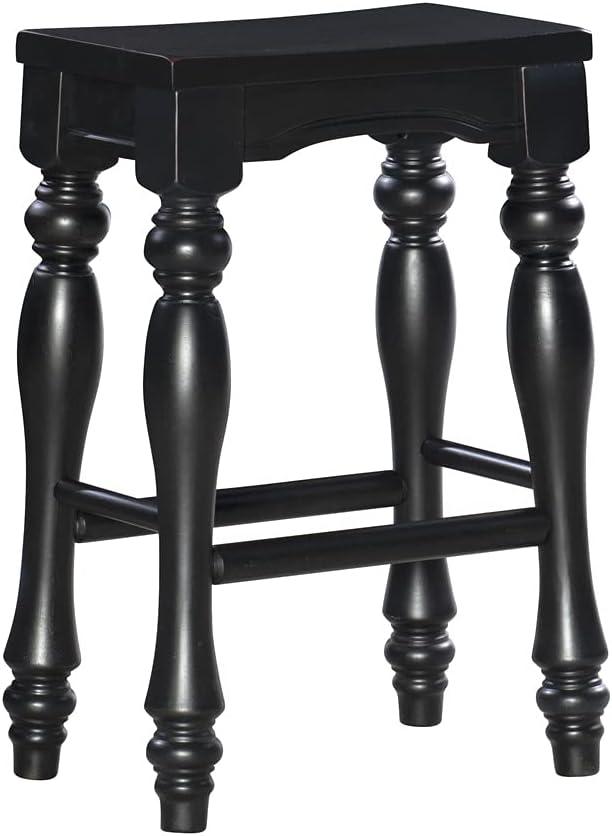 Clemmer Distressed Black Solid Wood Saddle Counter Stool