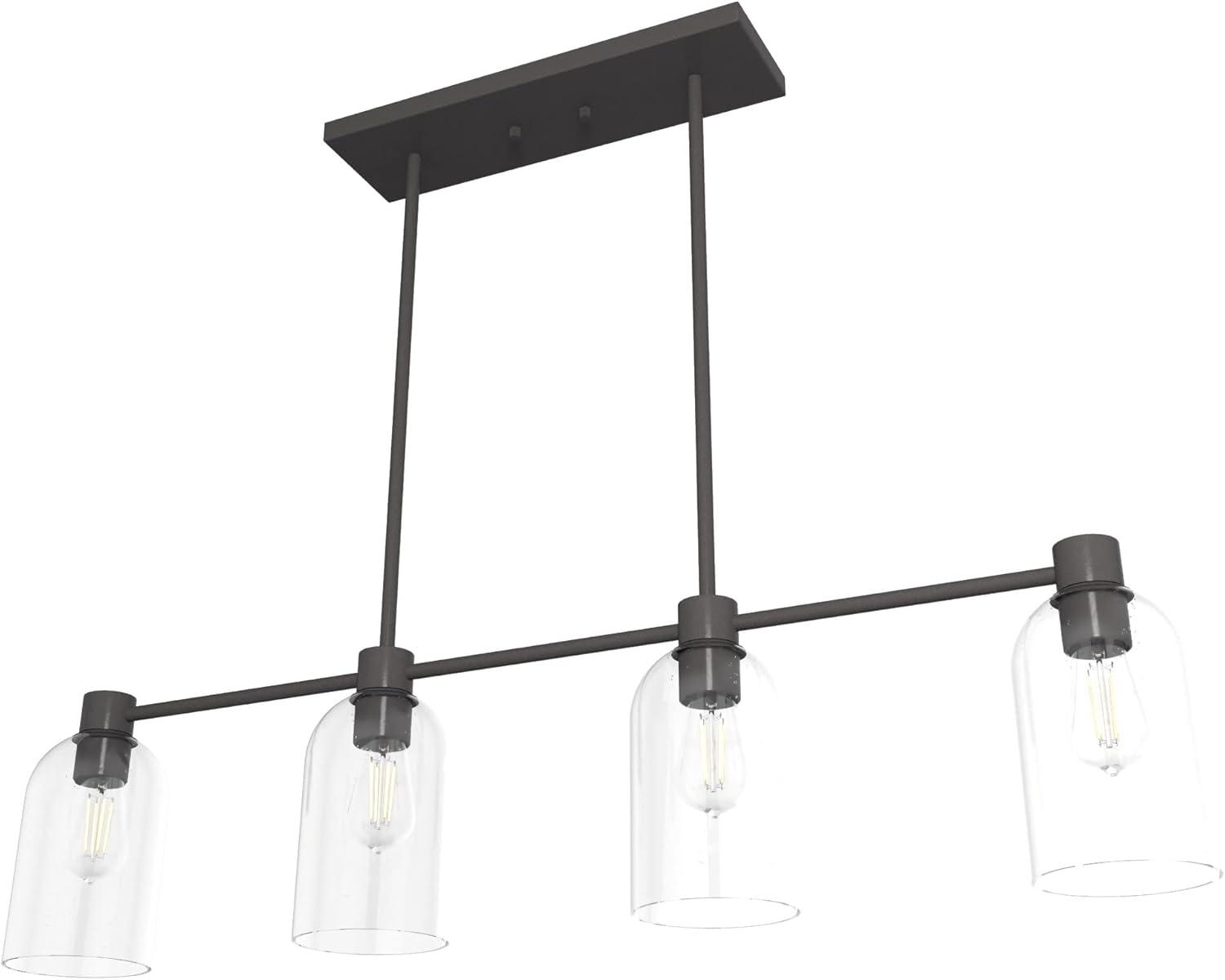 Hunter - Lochemeade 4-light Noble Bronze, Large Chandelier, Dimmable, Linear Shaped, for Bedrooms, Kitchens, Dining, Living Rooms - 19720