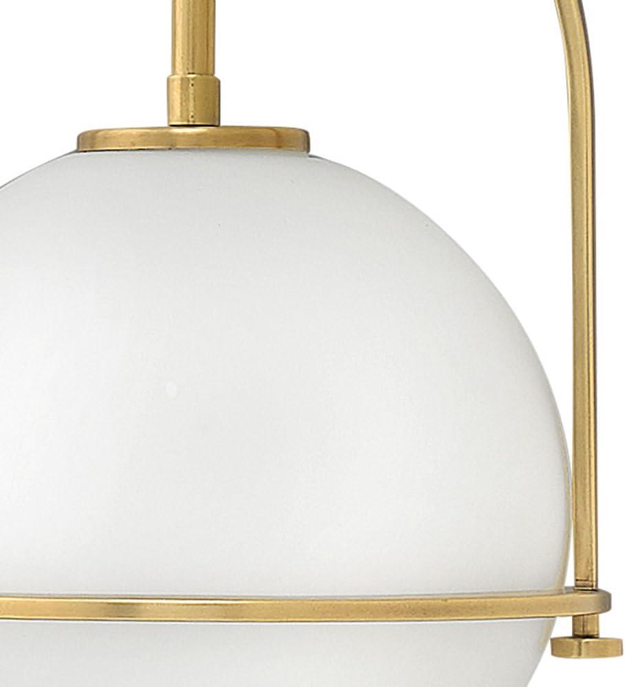 Heritage Brass Etched Opal Glass Globe Pendant Light