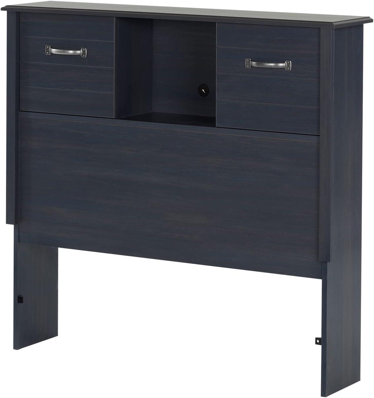 South Shore Ulysses Blueberry Bookcase Headboard with Sliding Doors, Multiple Sizes