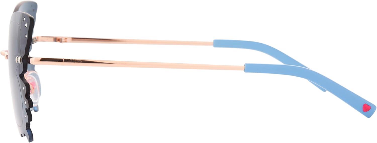 Blue Butterfly Metal Frame Sunglasses with Gradient Lenses