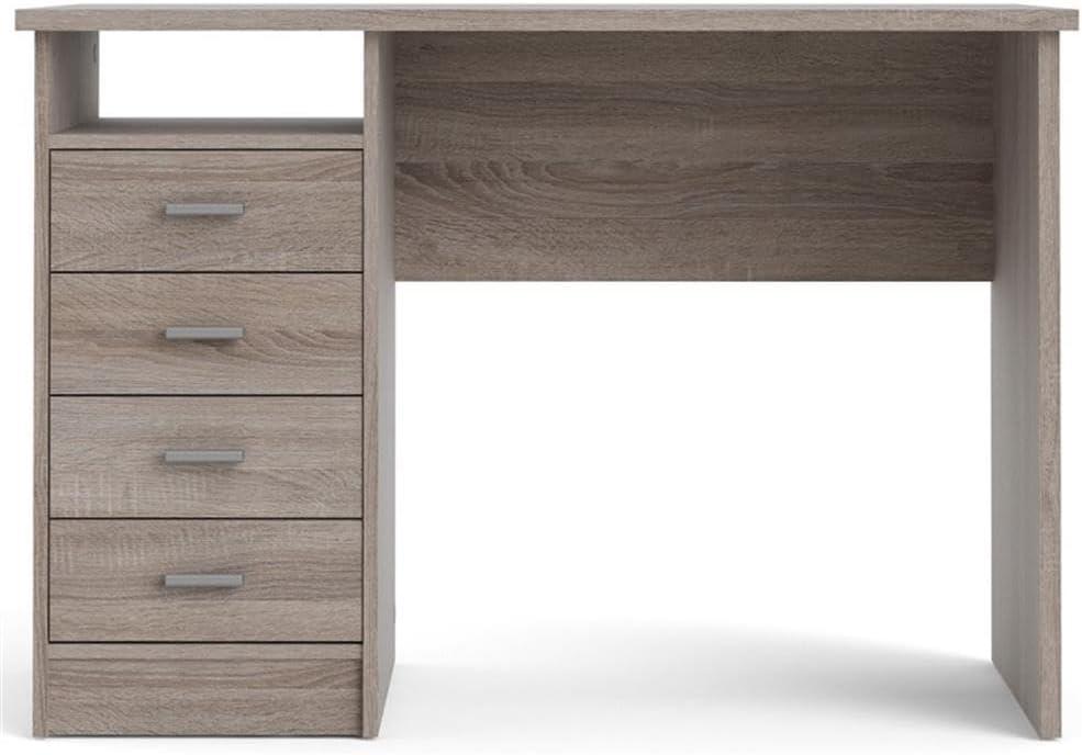Tvilum Warner 4 Drawer Office Desk with 1 Shelf for Adults, Truffle