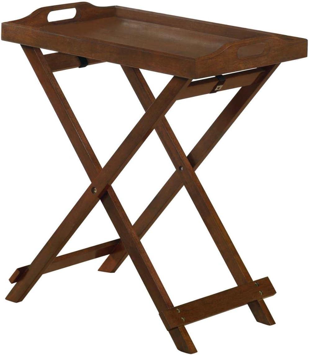 Espresso Wood Folding Tray Table with Handles