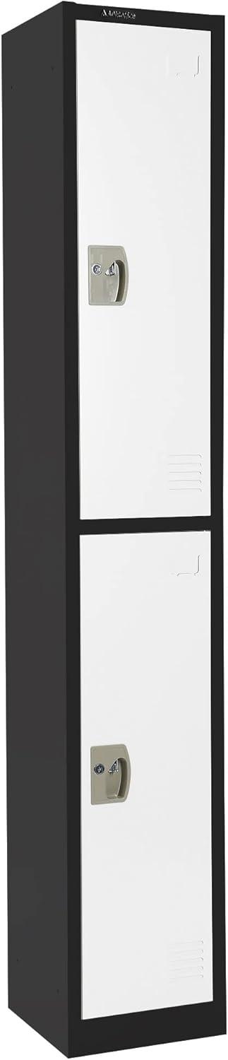 Black and White Steel Office Locker with Adjustable Shelving