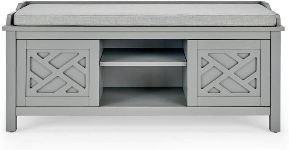 Alaterre Furniture Coventry 45 in. Pine Wood Storage Bench with Cushion, Entryway Organization & Decoration, 3 Adjustable/Removable Cubbies, Gray