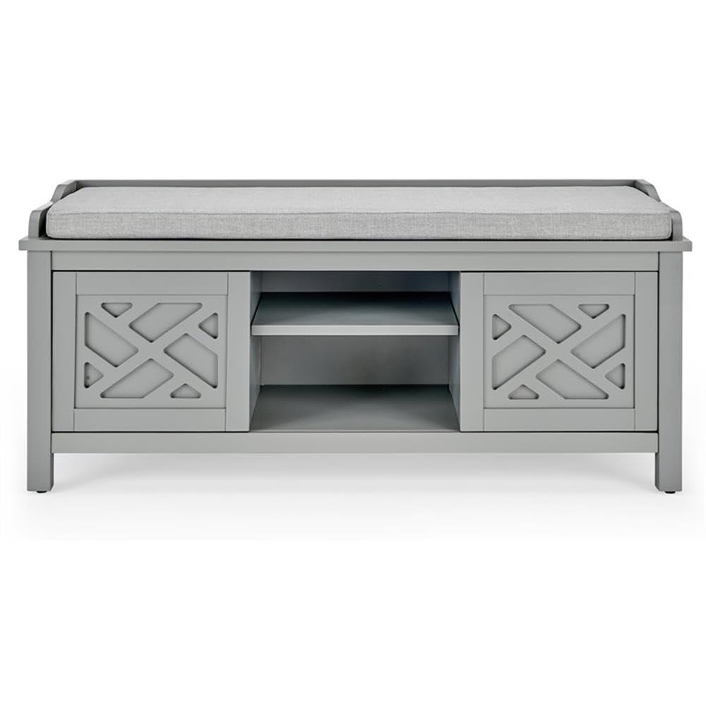 Alaterre Furniture Coventry 45 in. Pine Wood Storage Bench with Cushion, Entryway Organization & Decoration, 3 Adjustable/Removable Cubbies, Gray